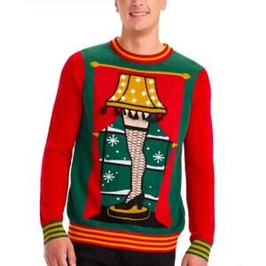 Tipsy Elves men's A Christmas Story Leg Lamp light up ugly sweater Size Large